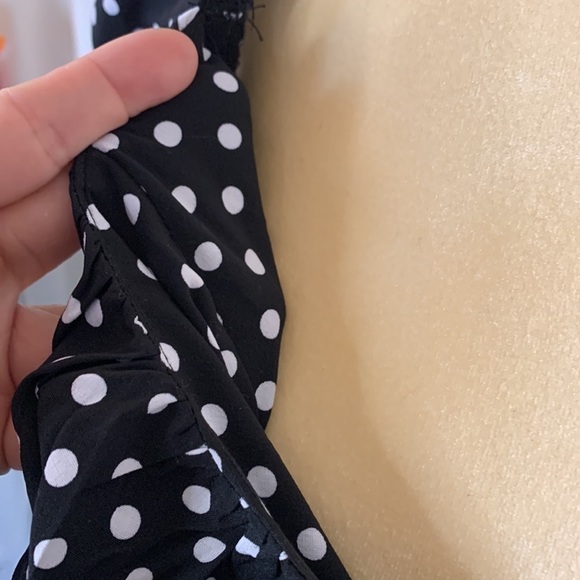 PrettyLittleThing Black White Polka Dot Dress Waist Cut Out Size 10 - Picture 6 of 16